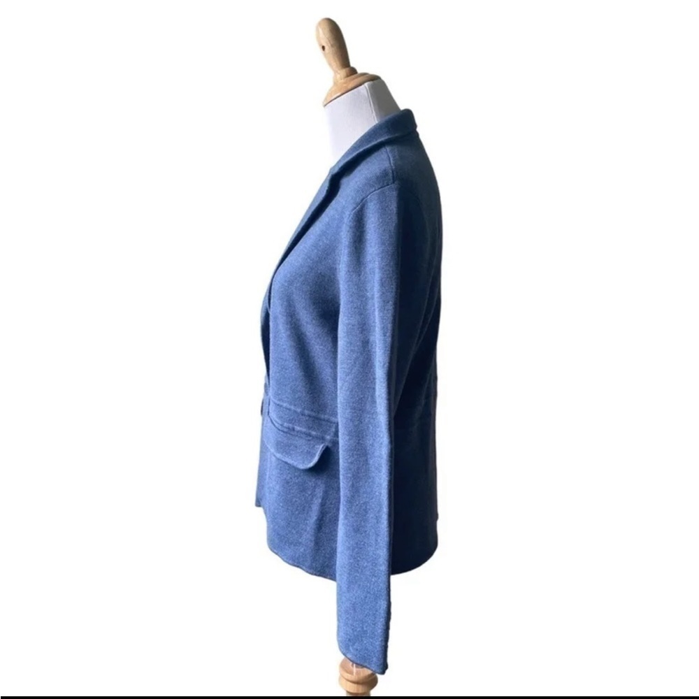 Talbots Merino Sweater Jacket Blazer in Heathered Denim Blue Medium - Picture 4 of 11